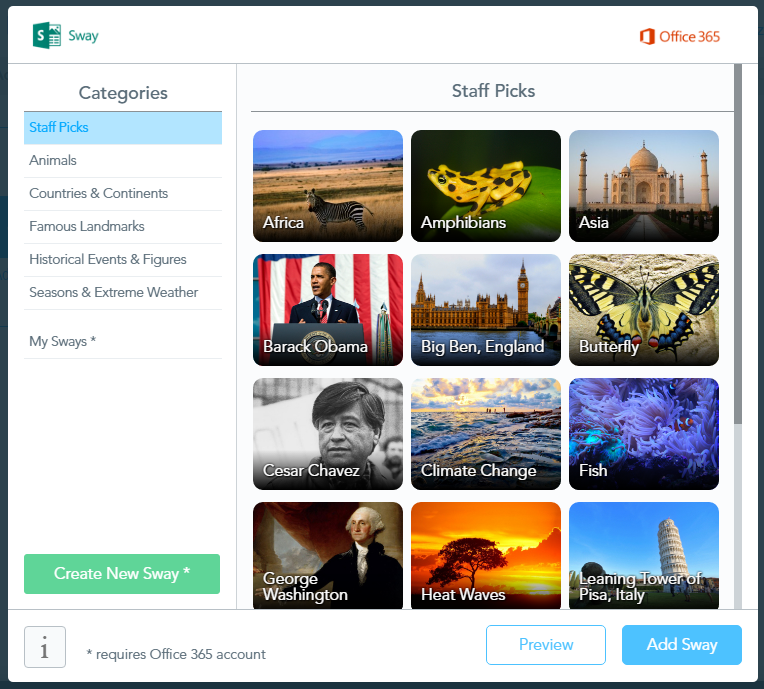 Content Tool Add Sway